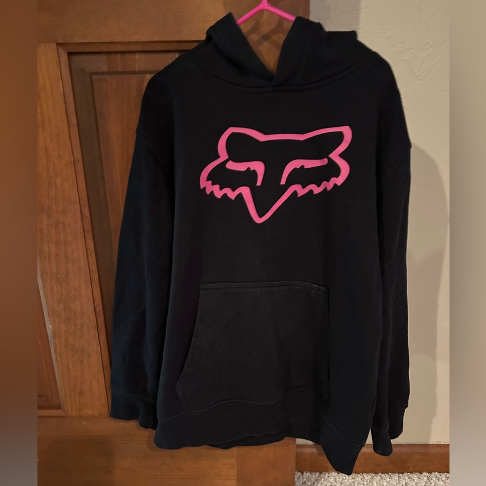 Fox Black Hoodie with Pink Logo